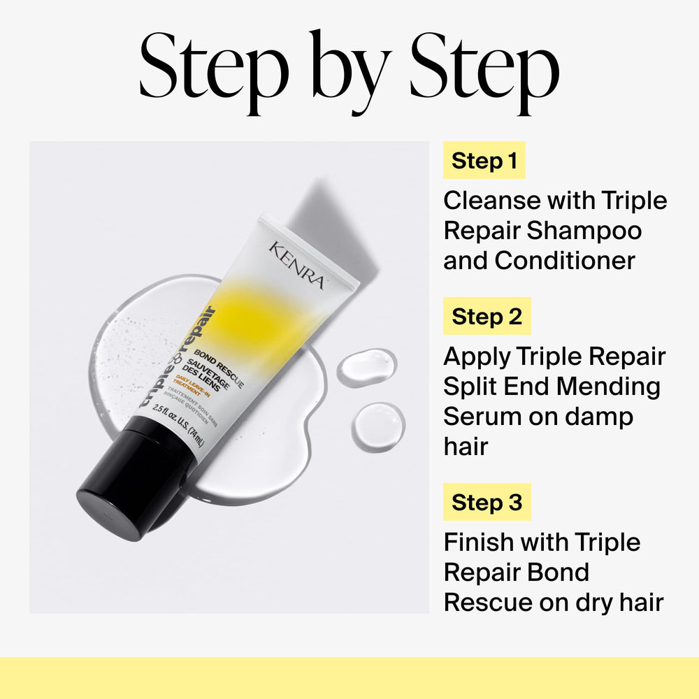 Kenra Triple Repair Bond Rescue hair texture close-up showing shine and nourished look.