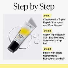 Kenra Triple Repair Bond Rescue hair texture close-up showing shine and nourished look.