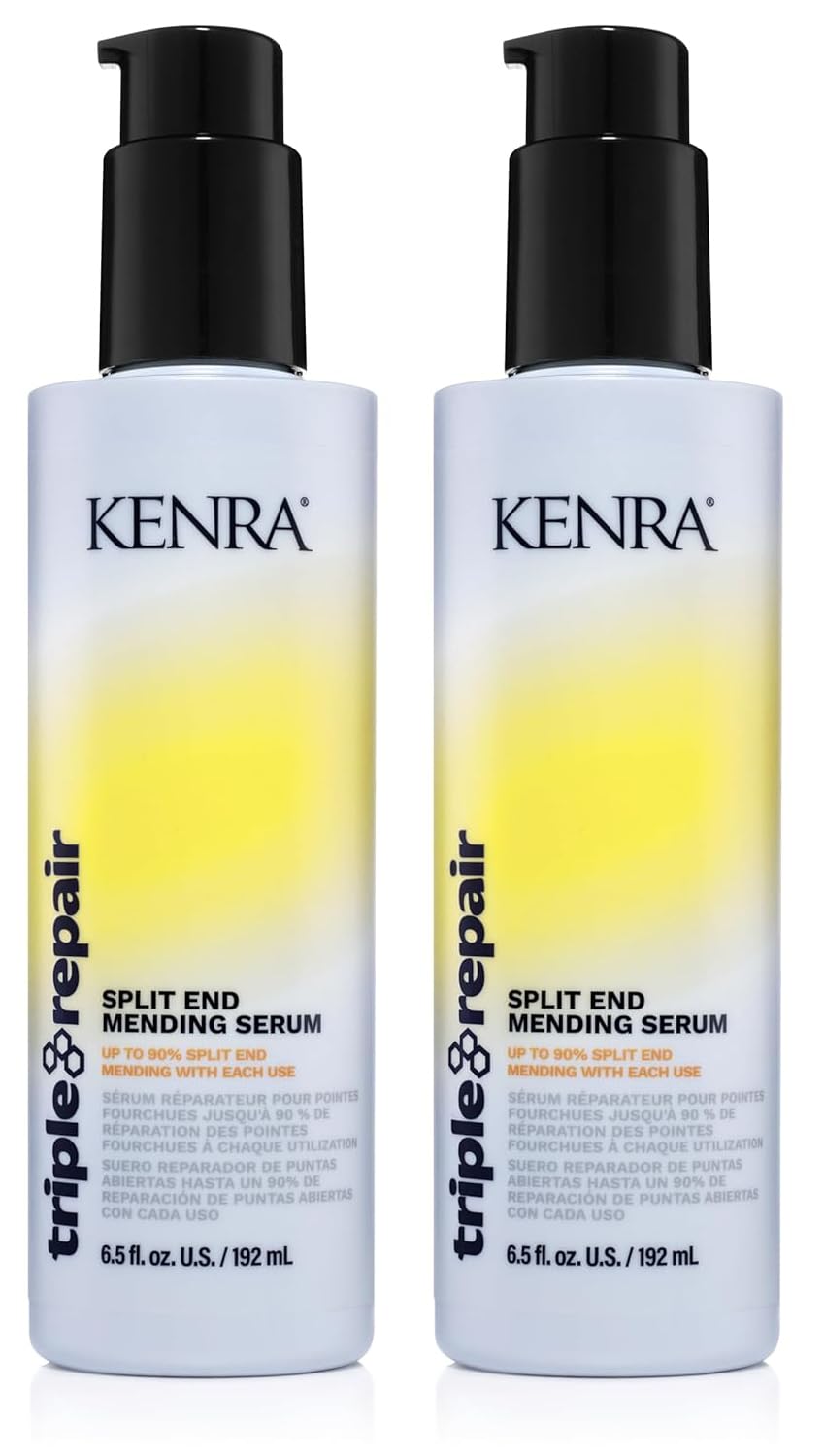 Kenra Triple Repair serum bottle being poured to illustrate bond repair and split-end sealing