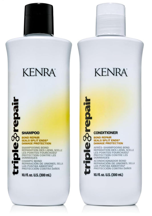 Kenra Triple Repair Shampoo bottle showing bond repair and smooth strands.