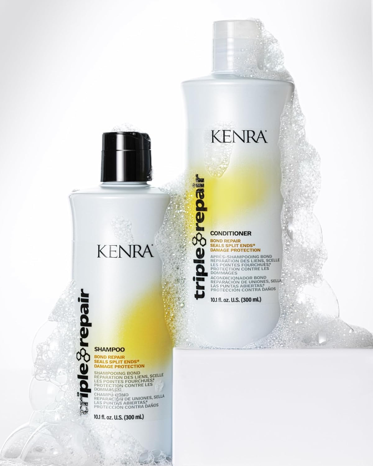 Kenra Triple Repair shampoo lather demonstrates gentle cleanse without harsh sulfates