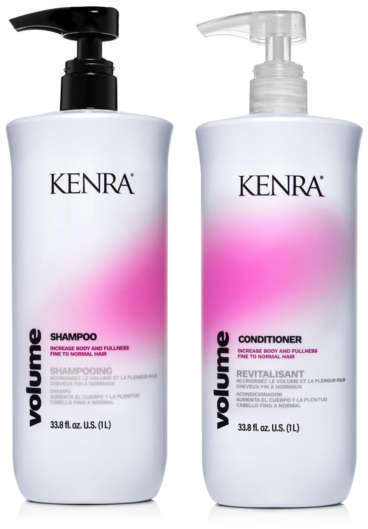 Kenra Volume Shampoo bottle shot showing root lift for fine hair