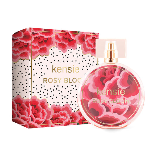 kensie Rosy Bloom bottle front view showing long-lasting floral-fruity scent for daily wear