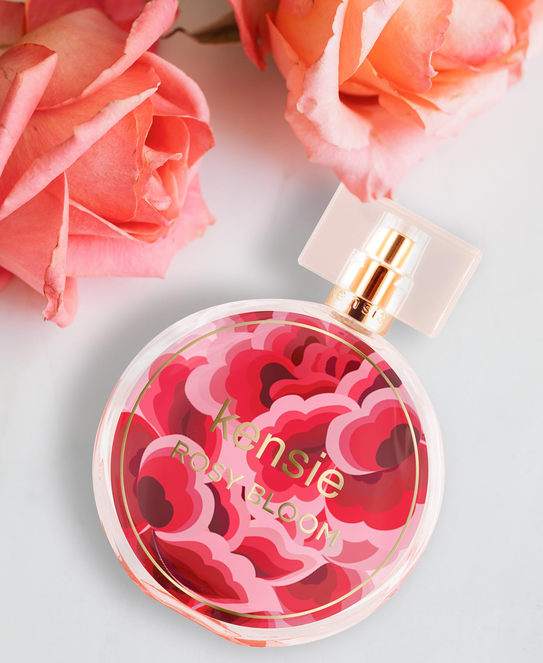 kensie Rosy Bloom close-up of fruit and floral notes evoking a refreshing feminine mood