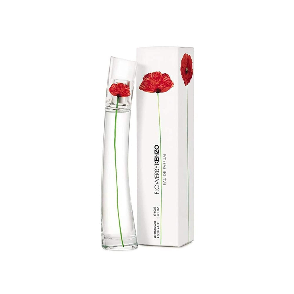 Kenzo Flower By Kenzo bottle-front view showcasing floral elegance, ideal for daily wear.