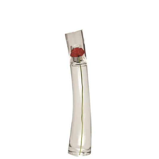 Kenzo Flower By Kenzo bottle-rose-detail close-up, emphasizing vibrant bouquet notes for special occasions.