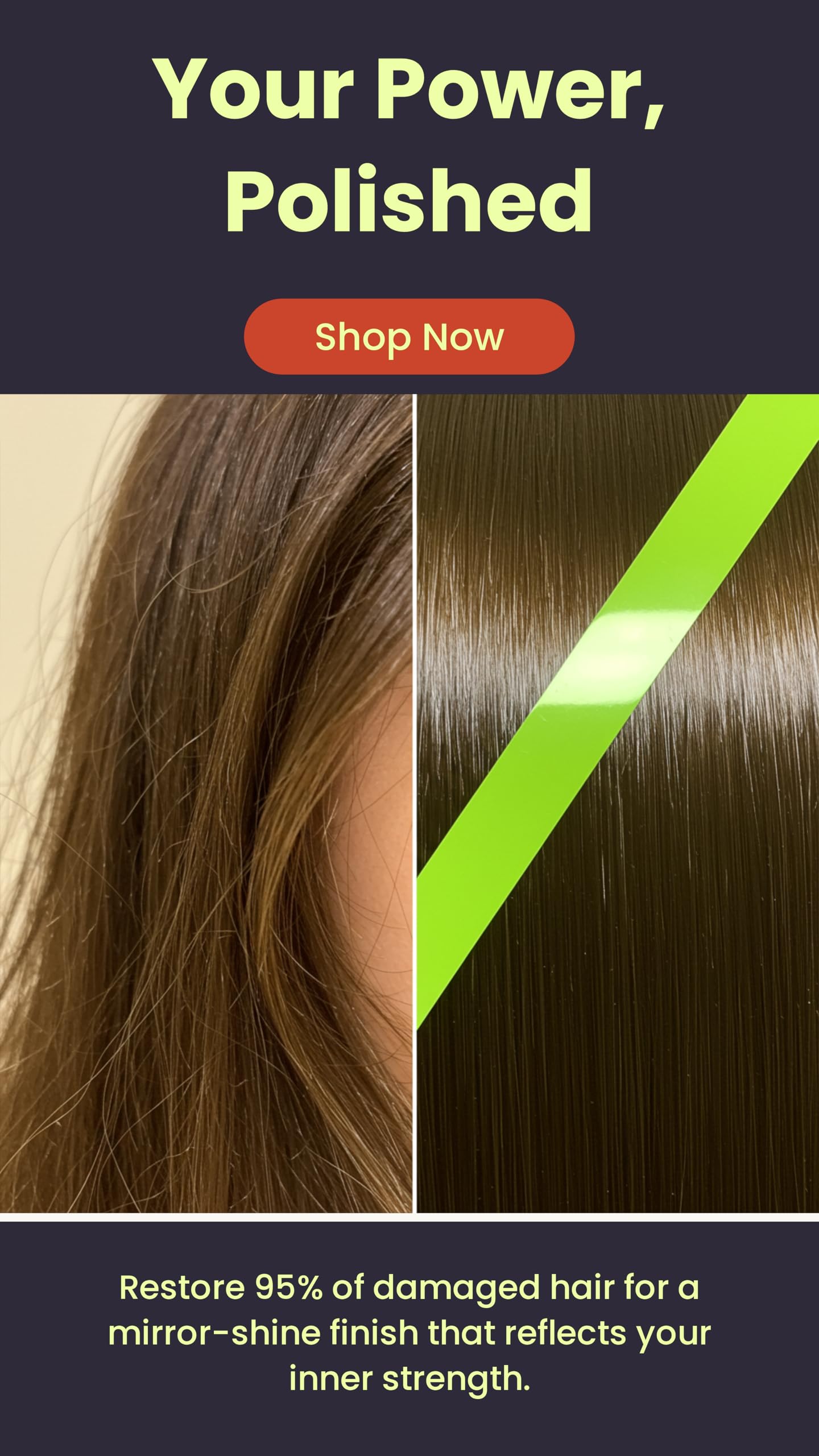KERA FRUIT lifestyle model with sleek hair showing smooth results