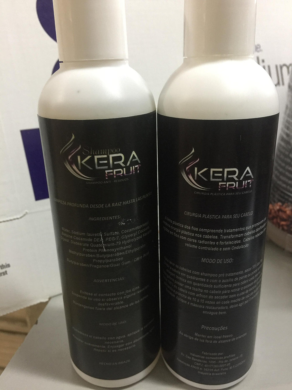 KERA FRUIT keratin kit treatment bottle for frizz reduction and shine.