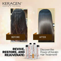 Keragen Anti-Frizz styling session achieving smooth, straight finish