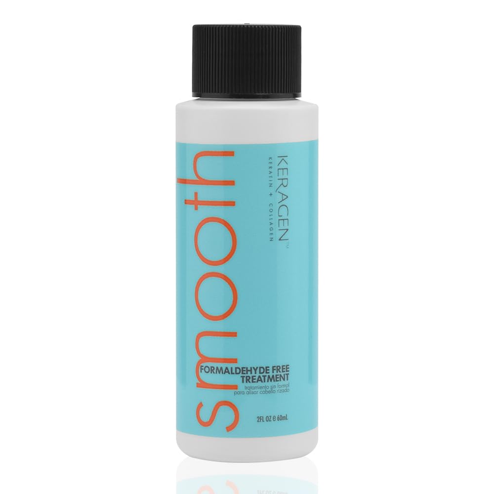 KERAGEN Brazilian Keratin Treatment bottle front shows smoothing potential for dry, frizzy hair
