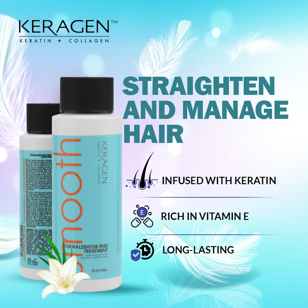 KERAGEN ingredients section emphasizes keratin and collagen blend for stronger strands