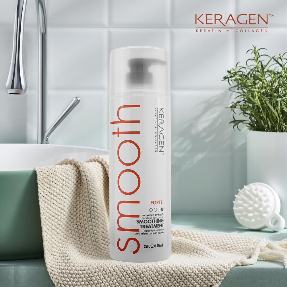 KERAGEN luxury packaging highlighting premium keratin smoothing kit for home