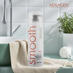 KERAGEN luxury packaging highlighting premium keratin smoothing kit for home