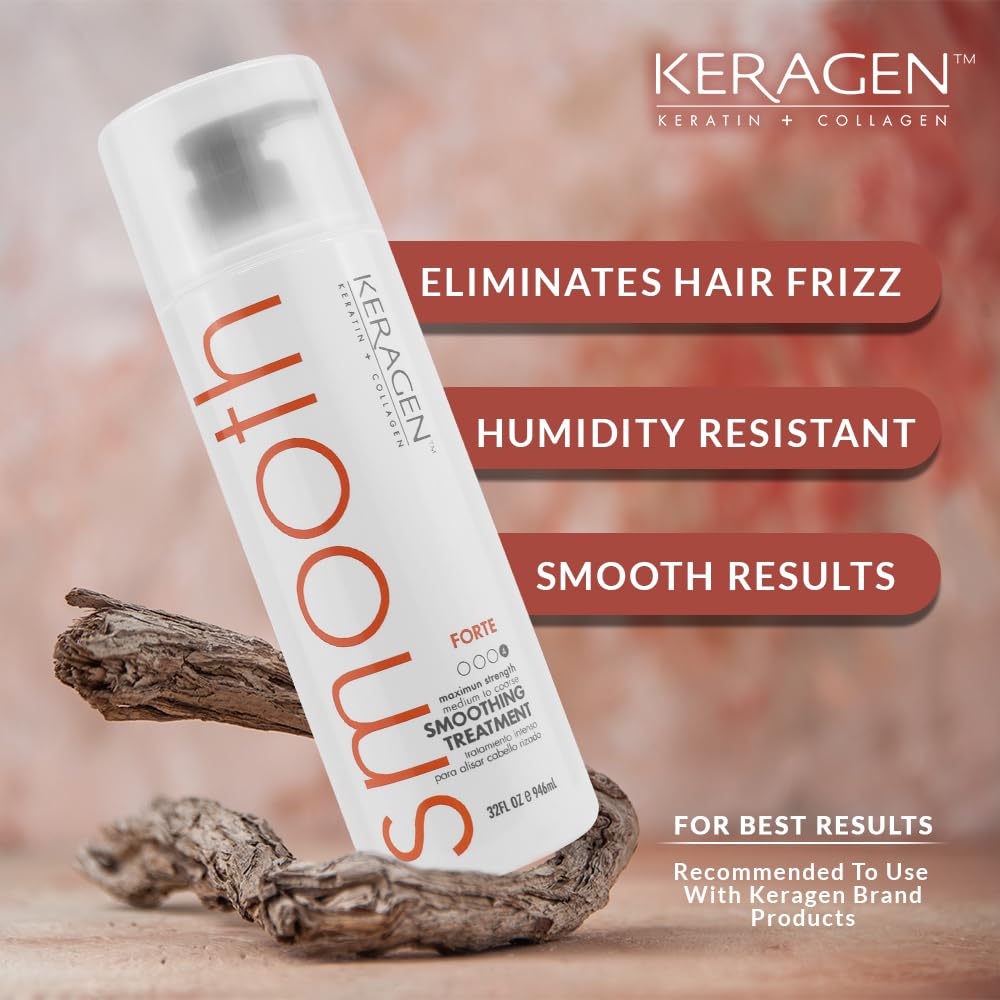 KERAGEN Keratin Treatment bottle being poured for even application