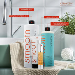 Keragen Clarifying Shampoo bottle emphasizes cleansing and buildup removal