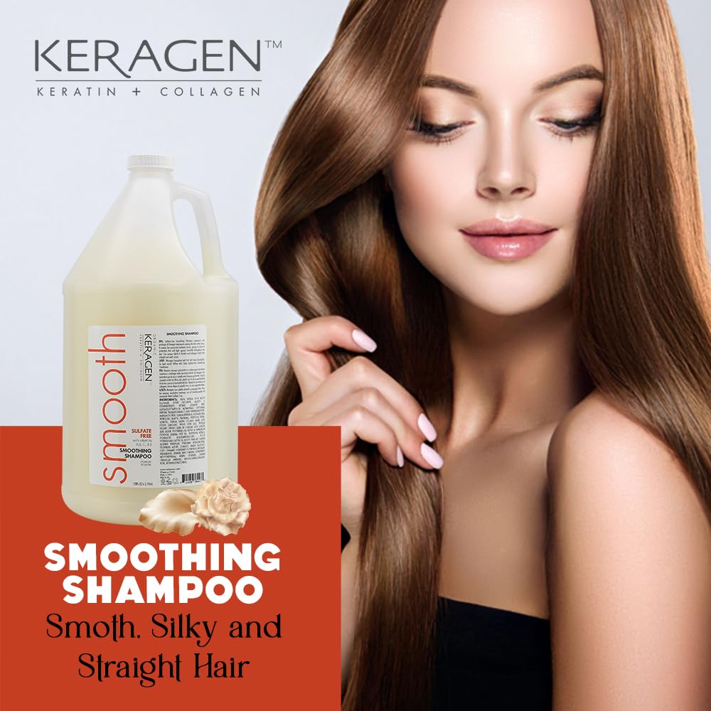 KERAGEN daily hair care routine shot suggests healthier-looking hair after conditioning.