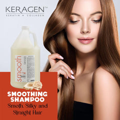 KERAGEN daily hair care routine shot suggests healthier-looking hair after conditioning.