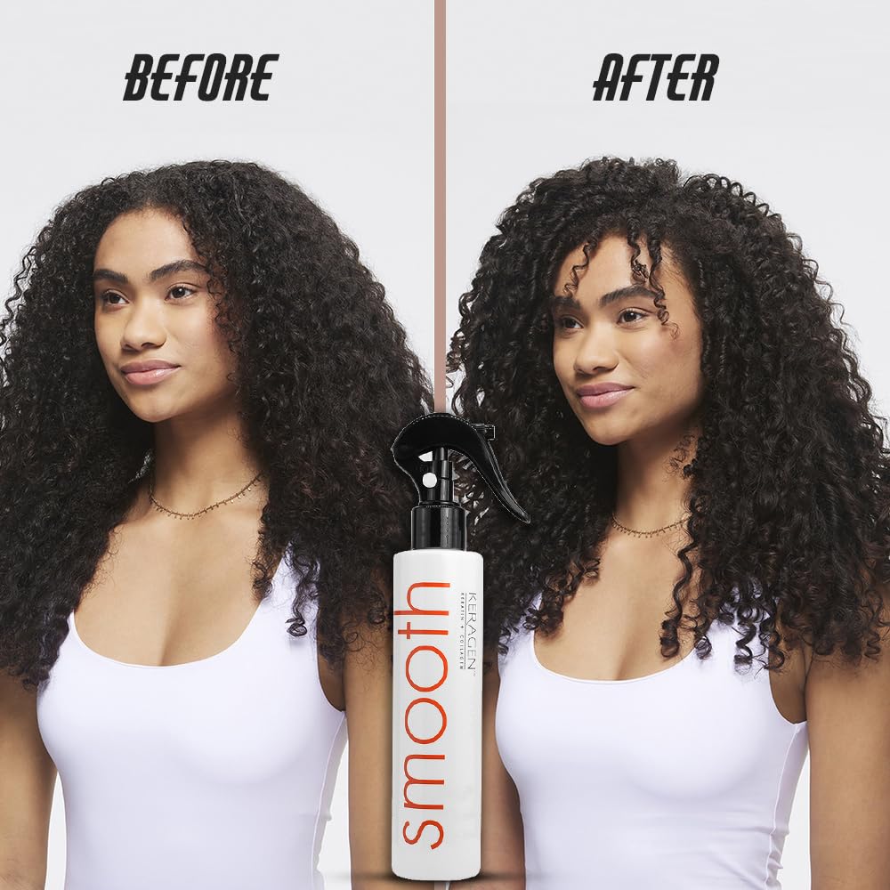 KERAGEN bottle shown among hair care collection, suggesting everyday use.