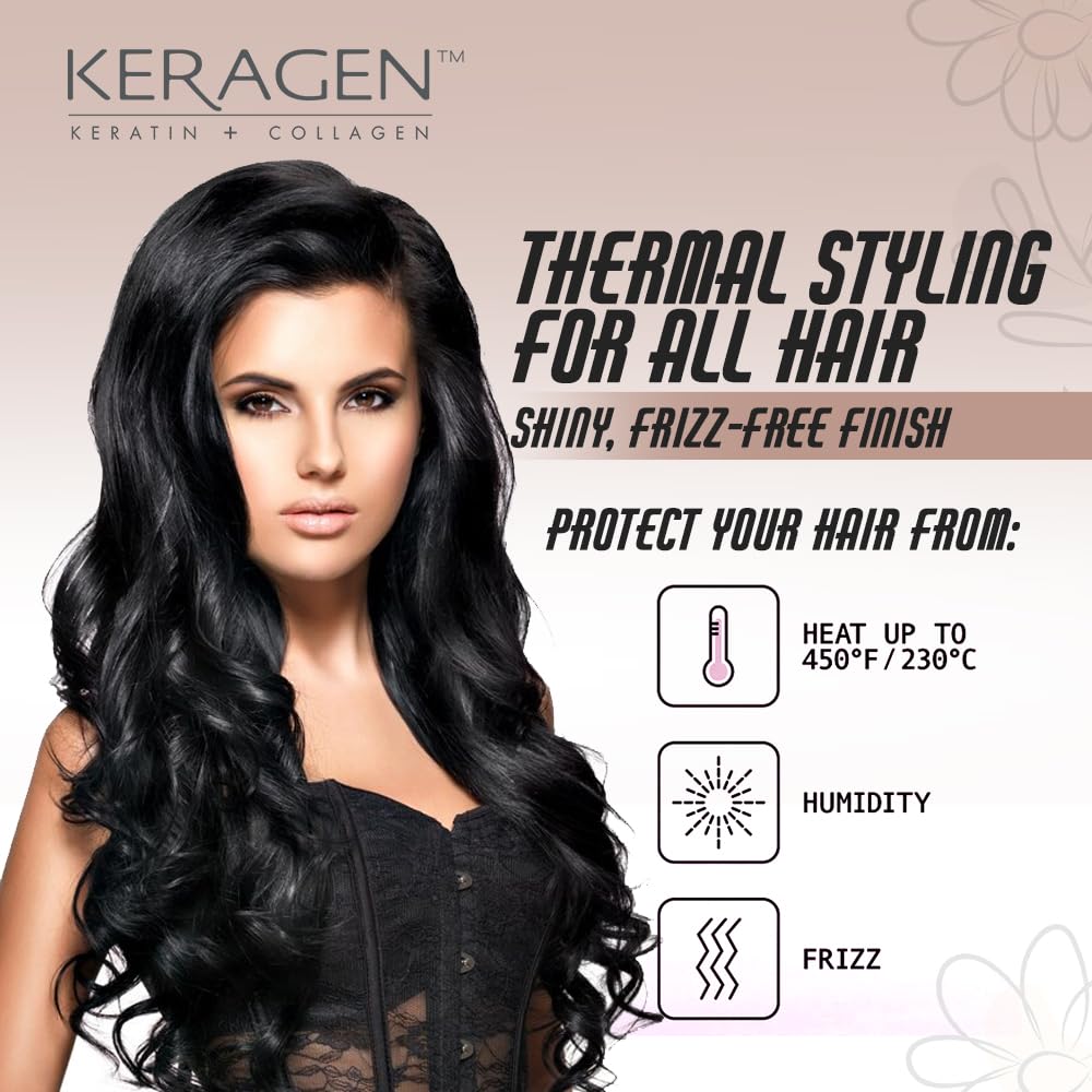 KERAGEN finish delivers shine with a frizz-free, smooth look after heat styling.