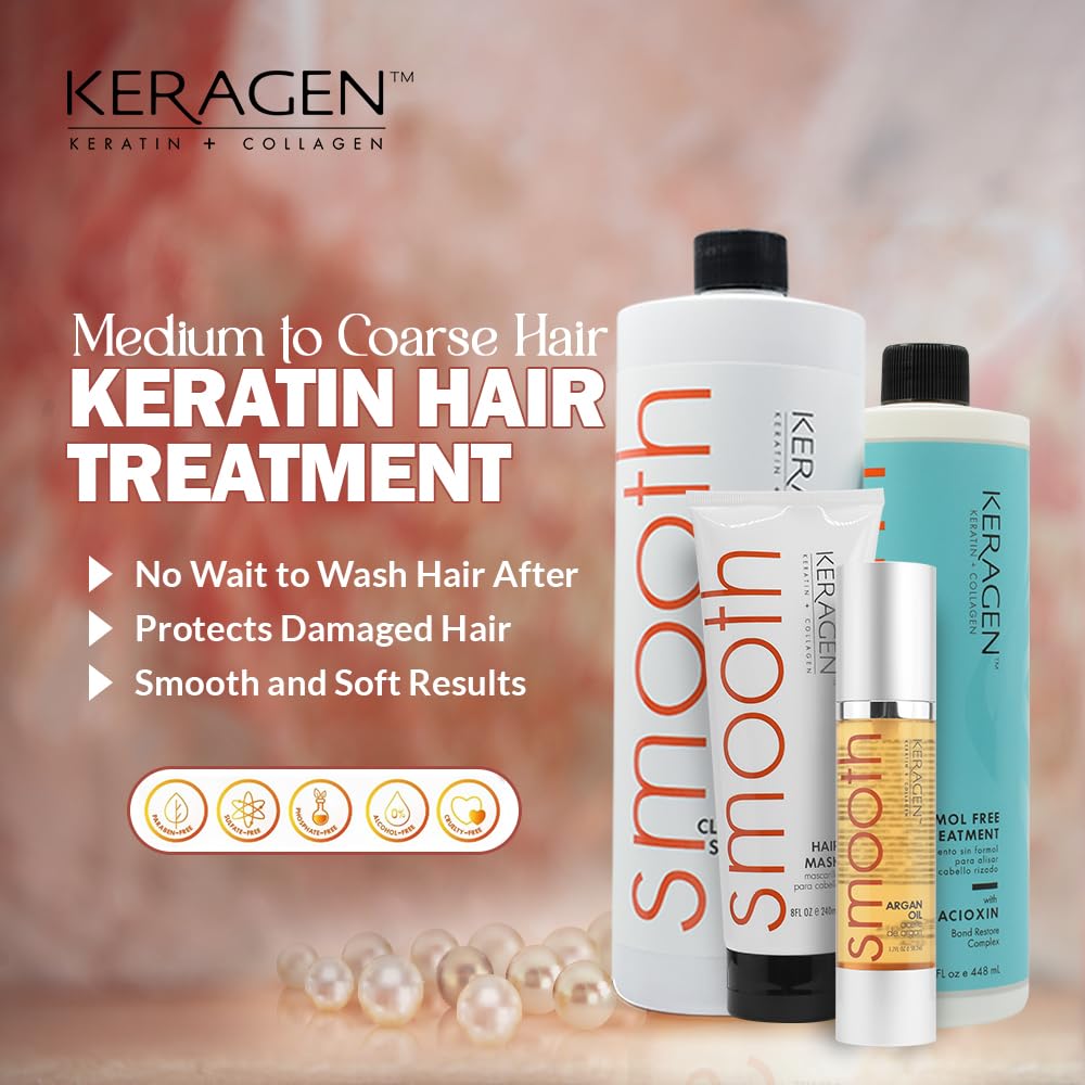 Shiny, straight hair after Keragen smoothing treatment