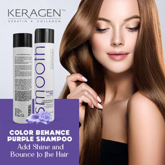 KERAGEN tone result on blonde and silver hair indicating brassiness reduction potential