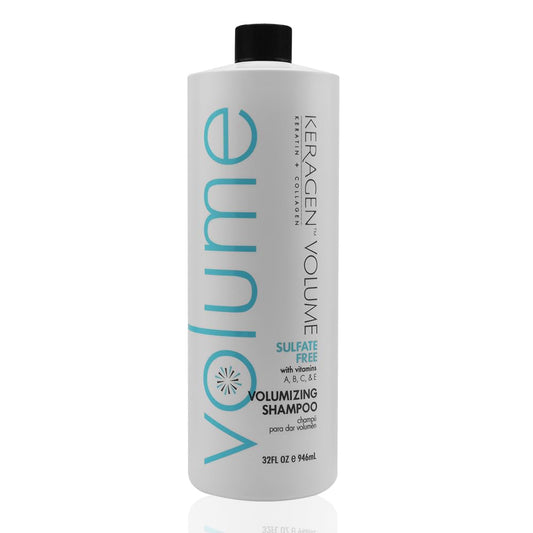KERAGEN Volumizing Shampoo bottle front shows the brand and promises fuller, bouncier hair.