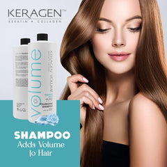 KERAGEN Volumizing Shampoo delivers shiny, healthy-looking hair after use.
