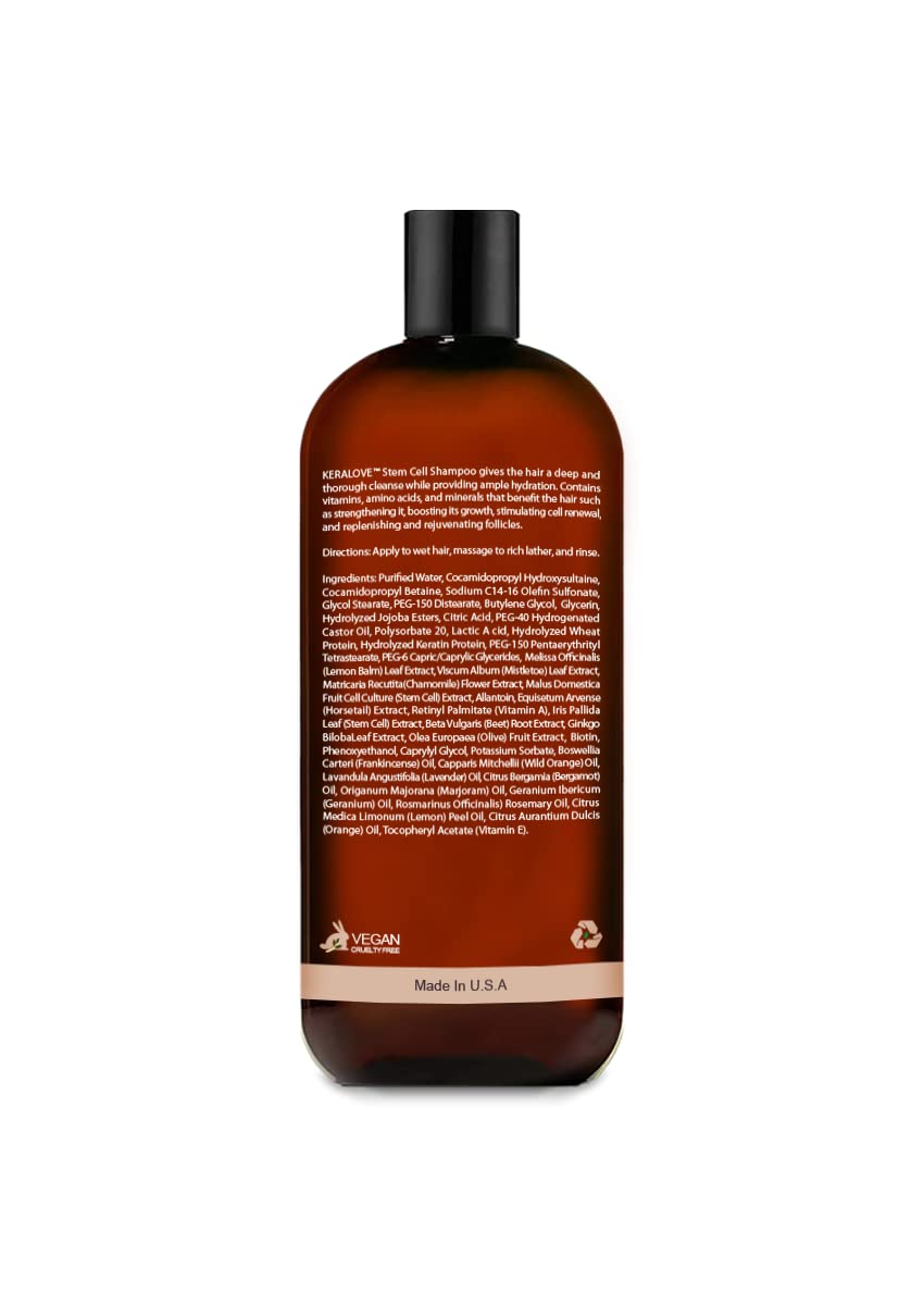 Keralove Shampoo bottle close-up emphasizes premium, plant-based formula.