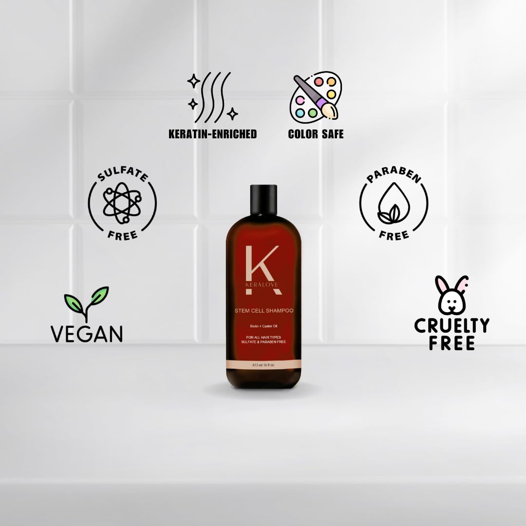 Keralove Shampoo foaming lather demonstrates gentle cleansing for all hair types.