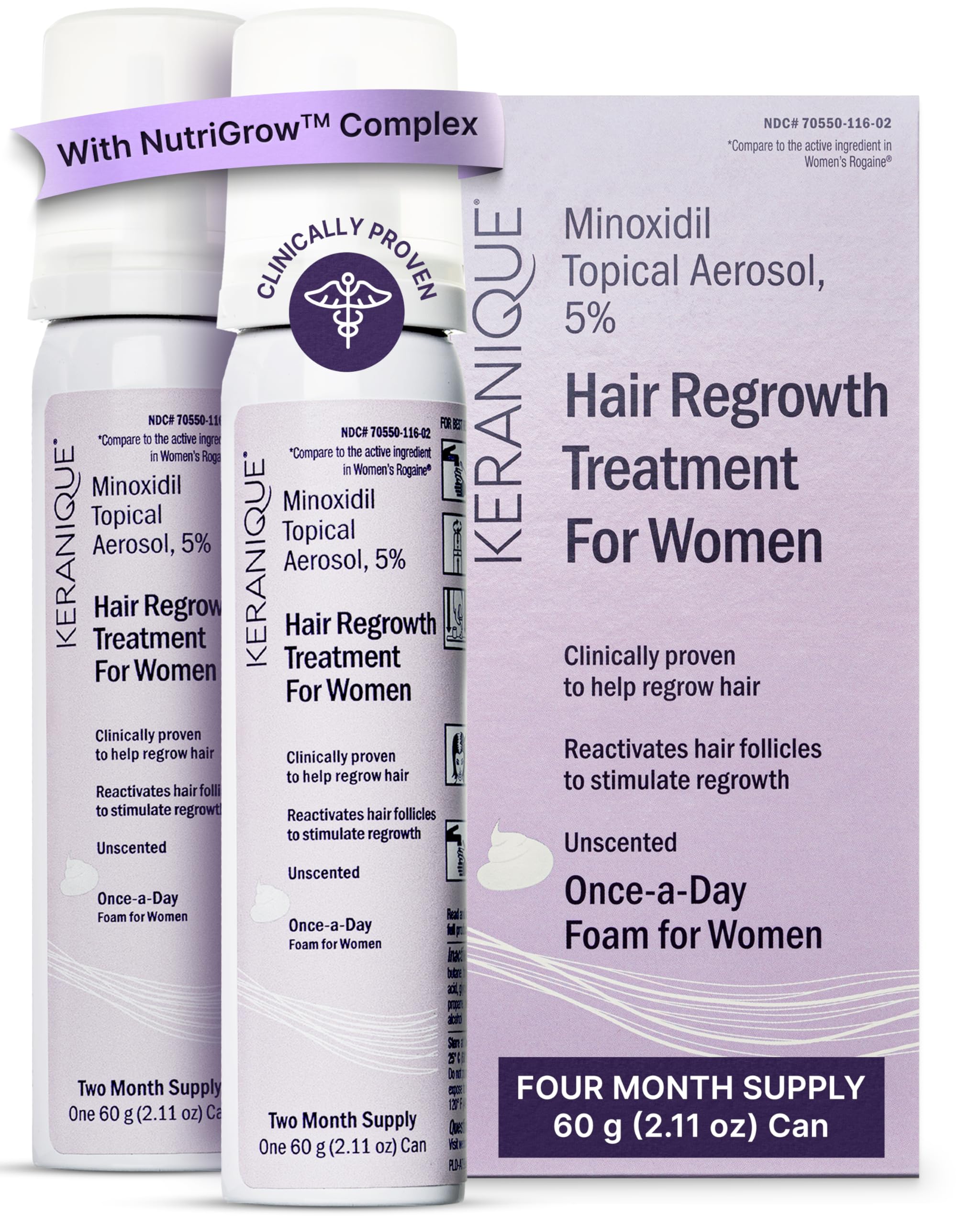 Keranique 5% Minoxidil Foam bottle for regrowth and healthier scalp