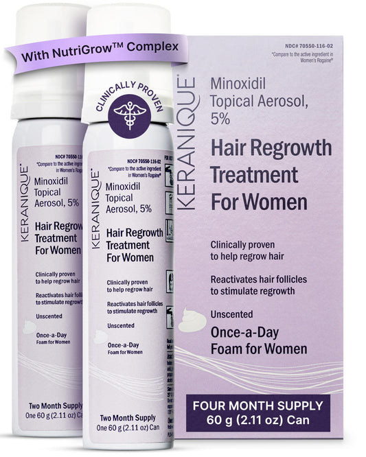 Keranique 5% Minoxidil Foam bottle for regrowth and healthier scalp