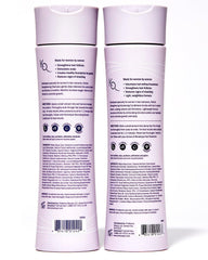 Keranique bottle set on bathroom shelf inspires a daily hair care routine