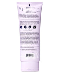 Keranique bottle in bright bathroom light highlights sulfate-free formula.