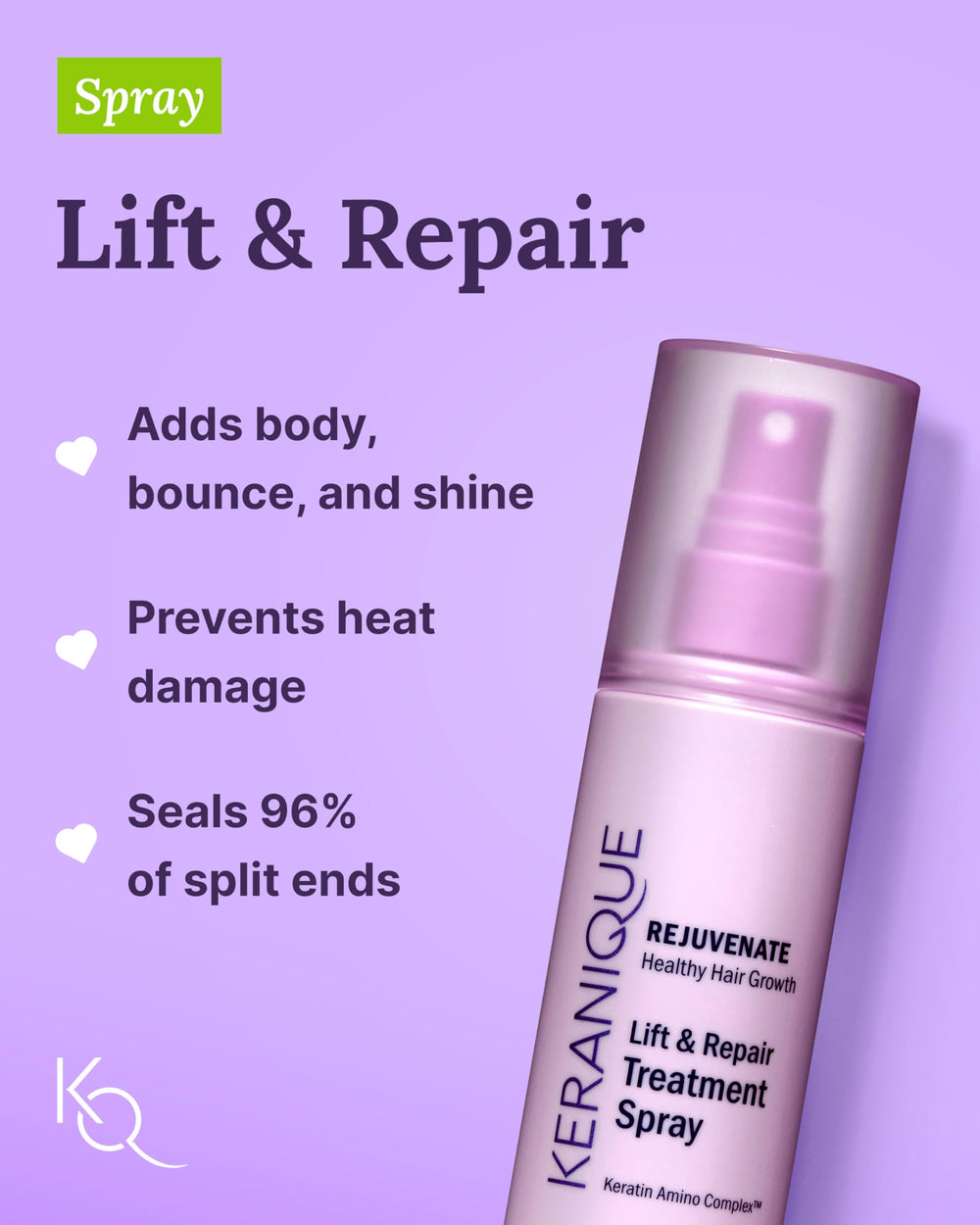 Keranique keratin amino complex strengthens and thickens each strand