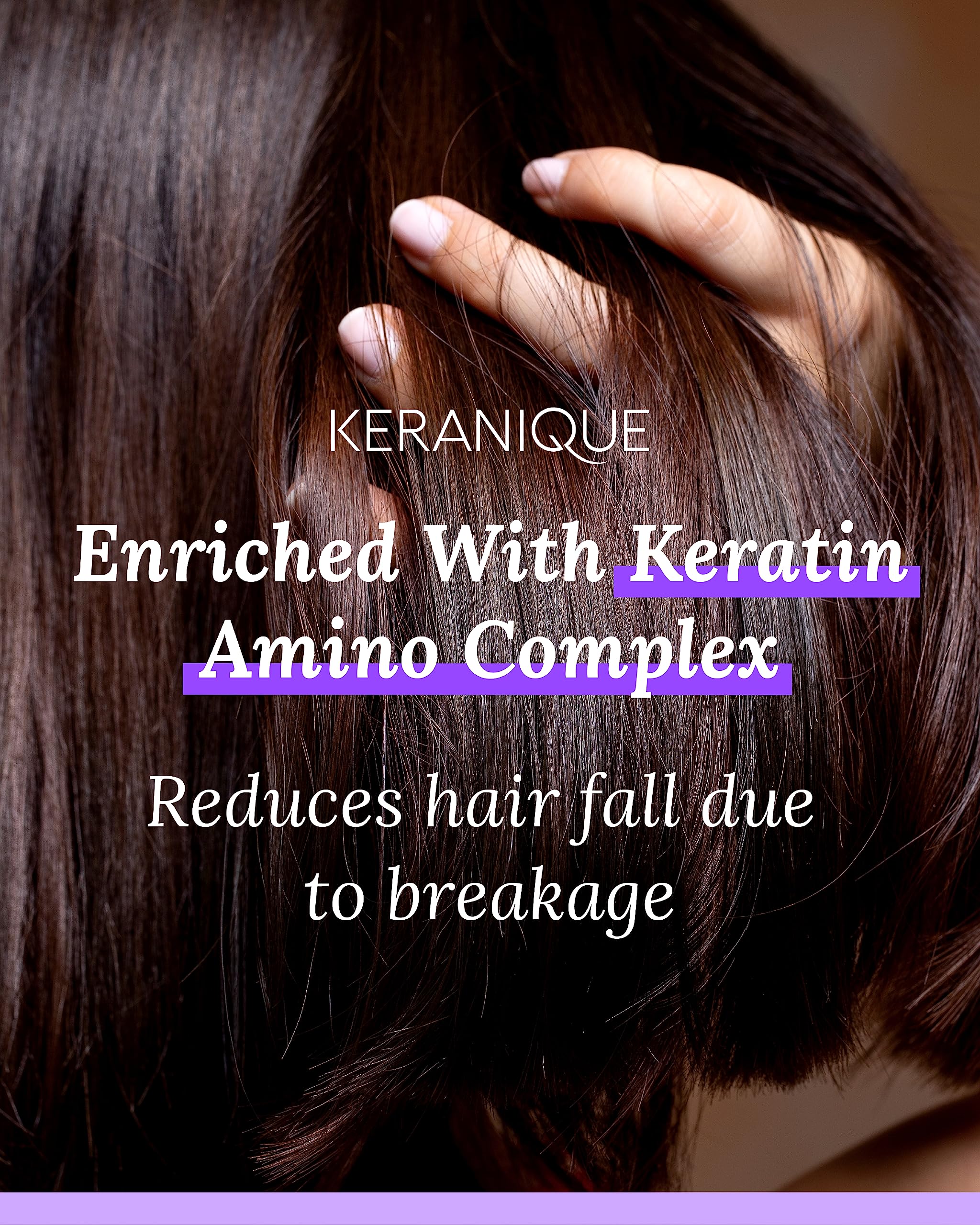 Keranique Hair Mask application scene conveys easy use and hydration.