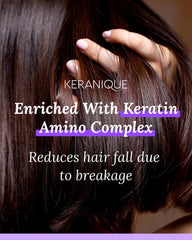 Keranique Hair Mask application scene conveys easy use and hydration.