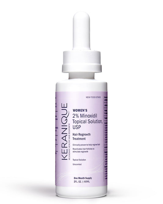 Keranique Hair Regrowth Dropper Bottle enables easy daily scalp application.