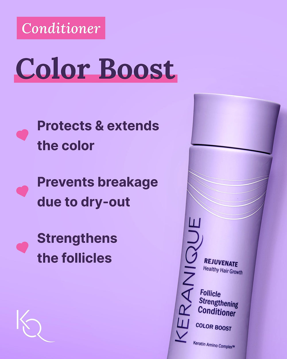 Keranique keratin amino complex closeup showcasing strengthening active ingredients.