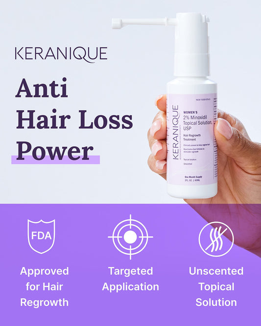 Keranique precision sprayer close-up enabling precise scalp targeting