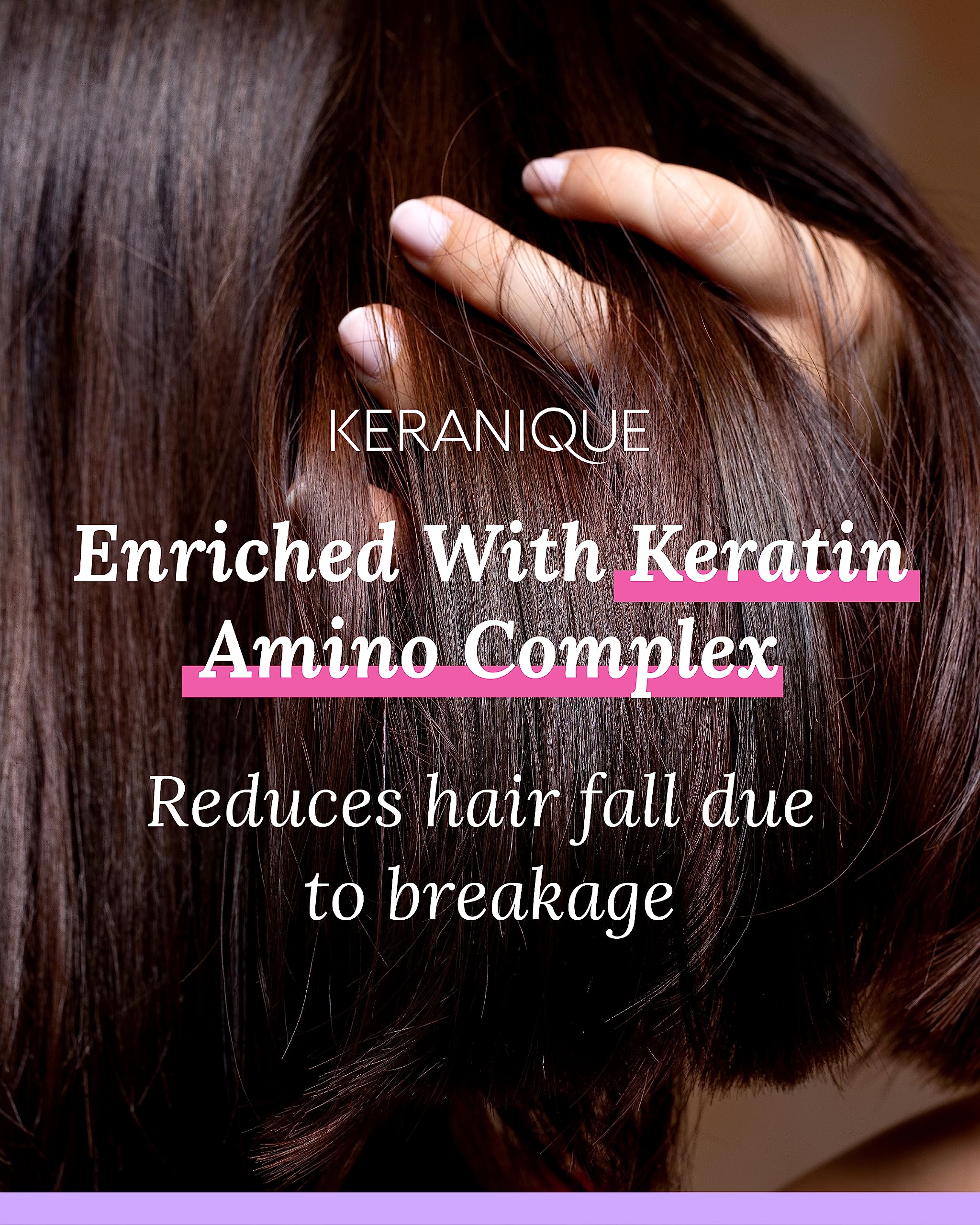 Keranique shampoo and conditioner set on countertop for everyday color care.