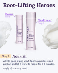 Keranique Sulfate-Free, Dye-Free, Paraben-Free label emphasizes gentle care