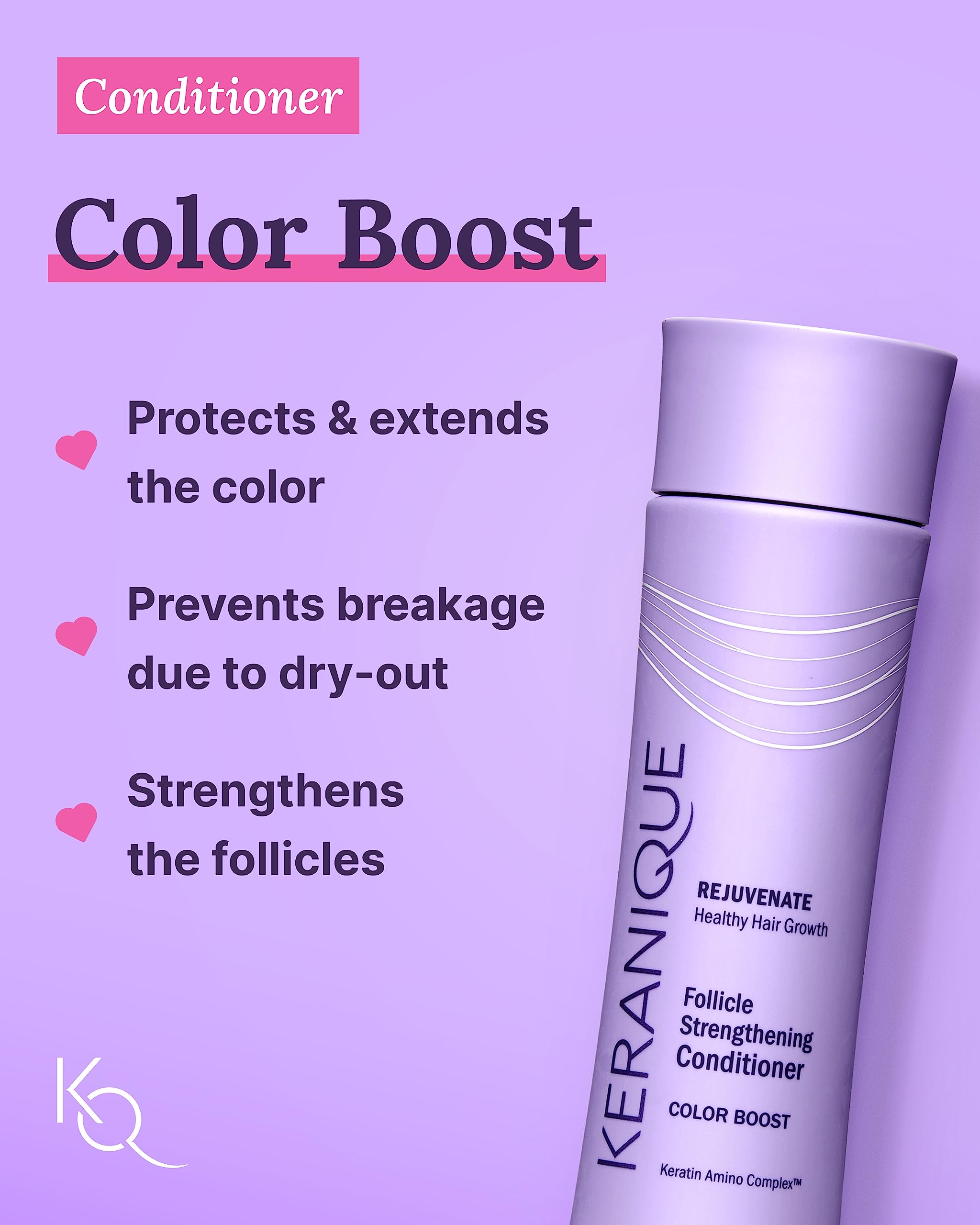 Keranique Thickening Spray bottle demonstrating instant lift for fuller-looking hair.