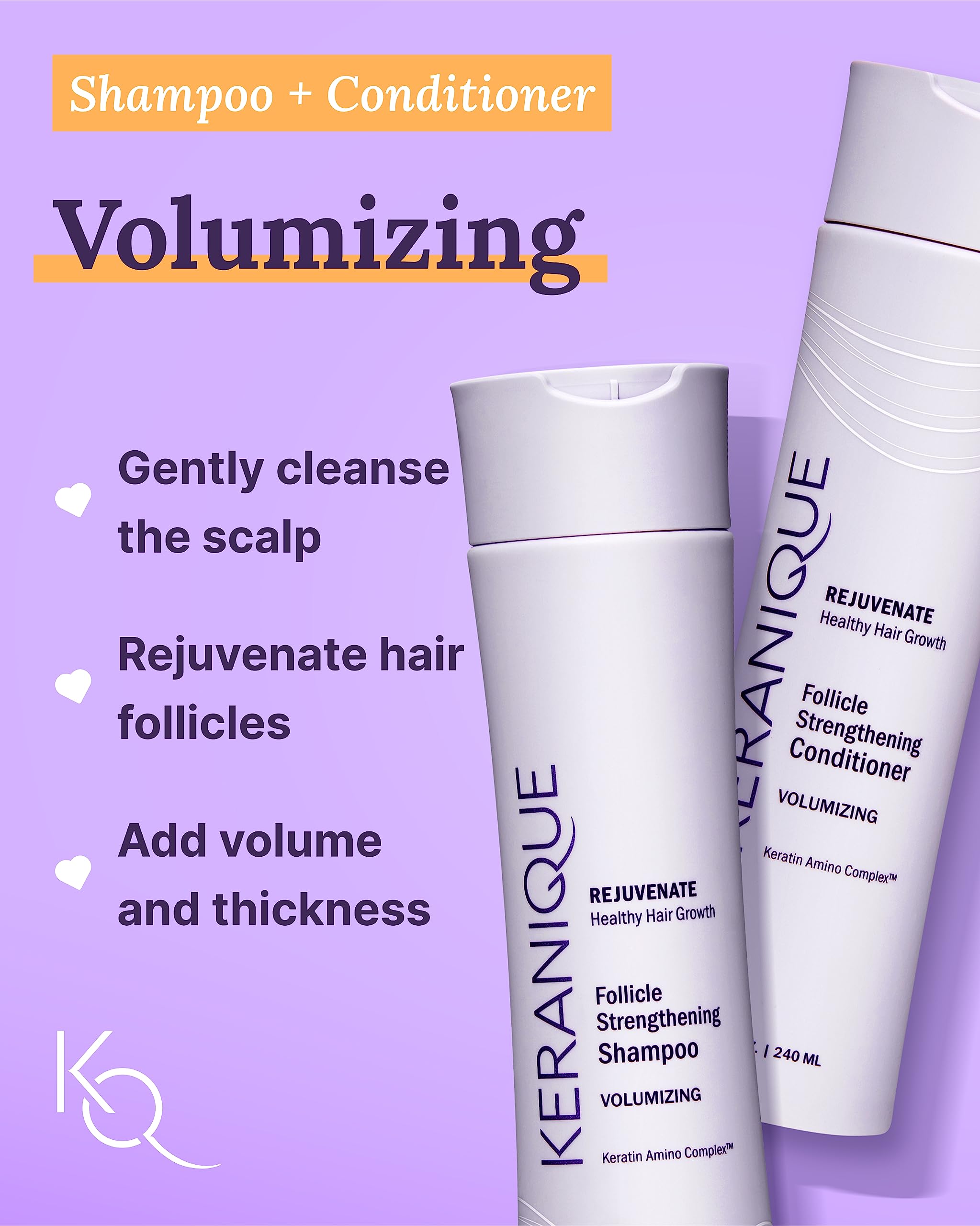 Keranique Volume Travel Kit thickening mousse dispenser highlights instant body and frizz control