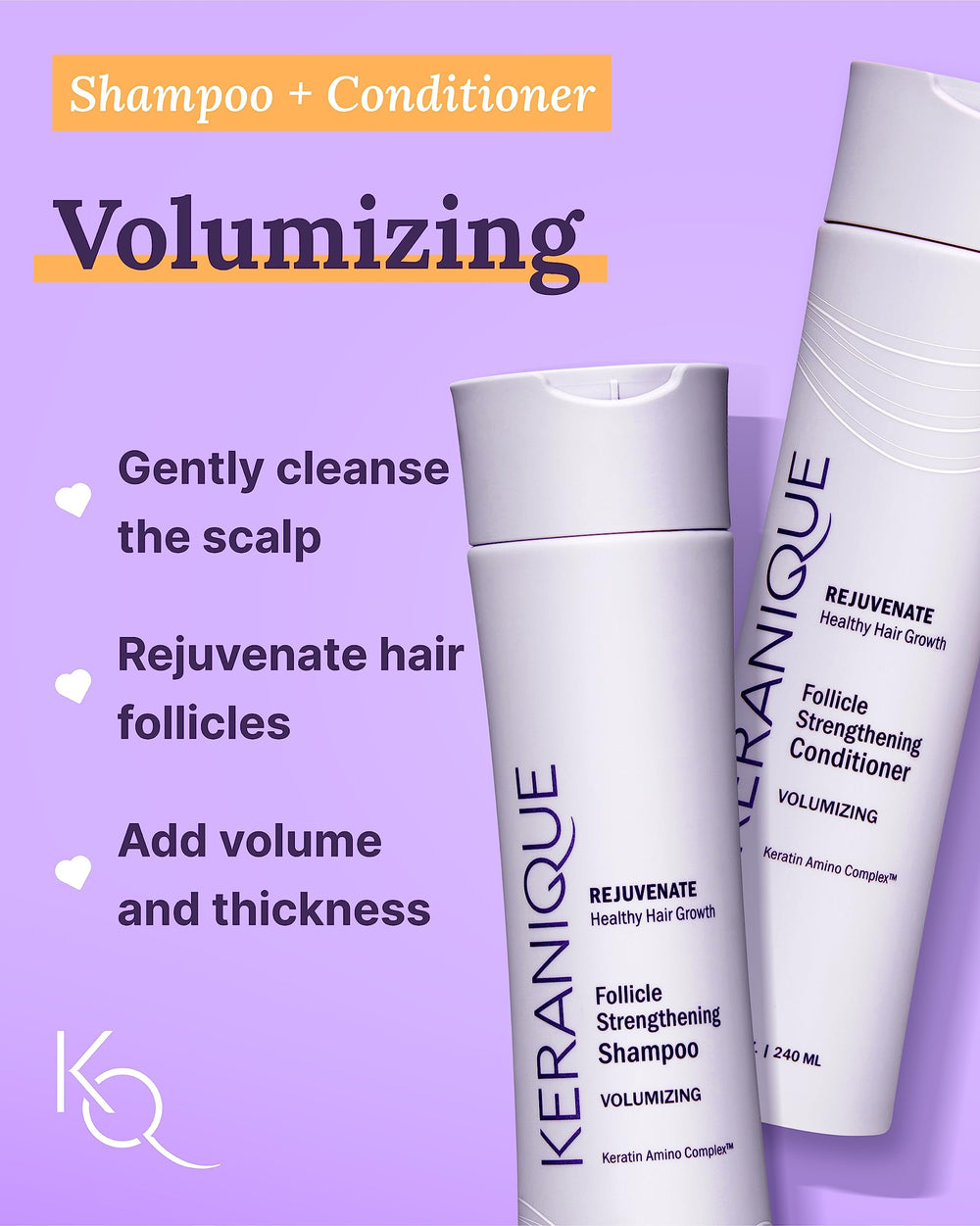 Keranique Volume Travel Kit thickening mousse dispenser highlights instant body and frizz control