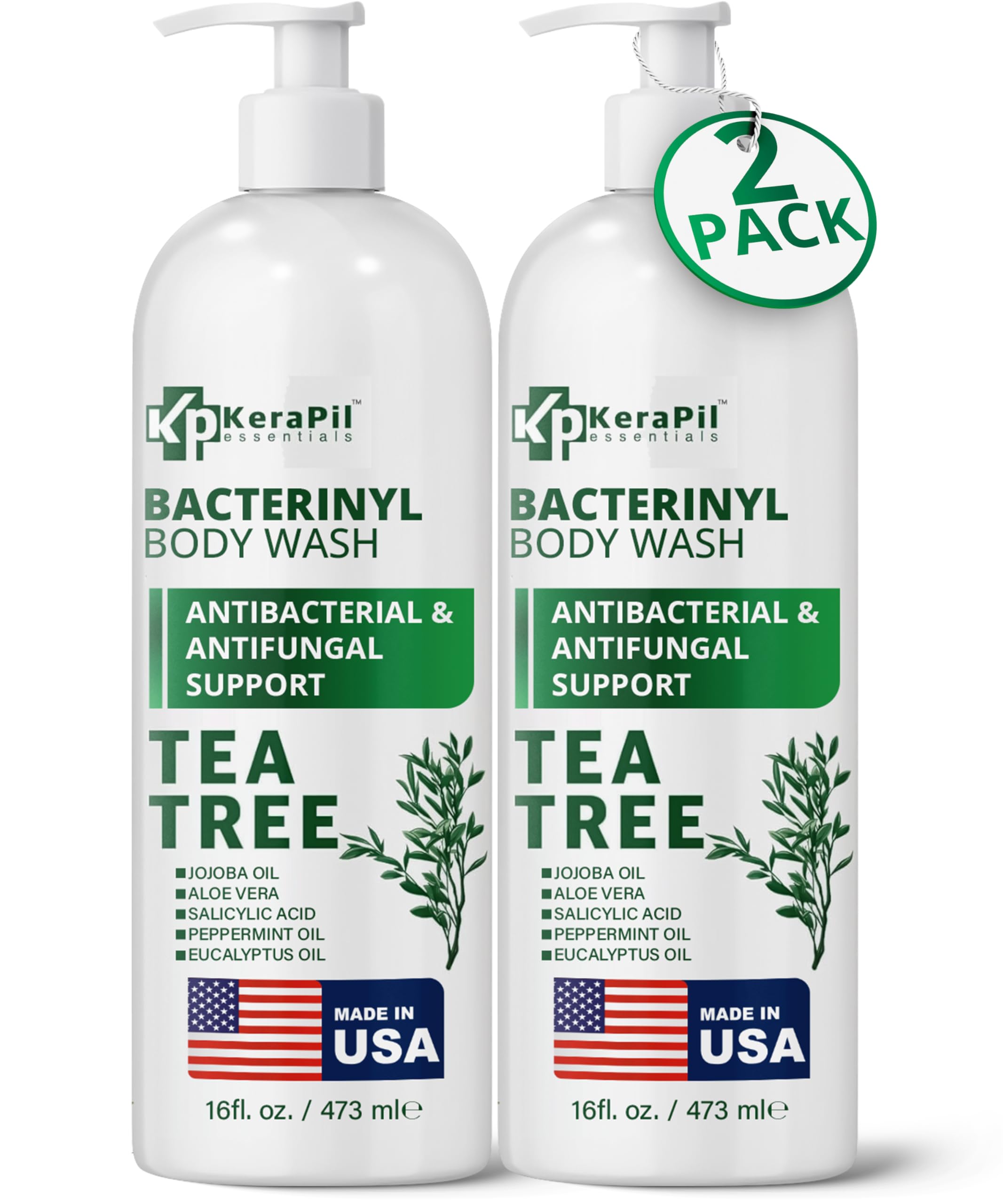 KERAPIL Bacterinyl Tea Tree Oil Body Wash bottle for clean, refreshed skin