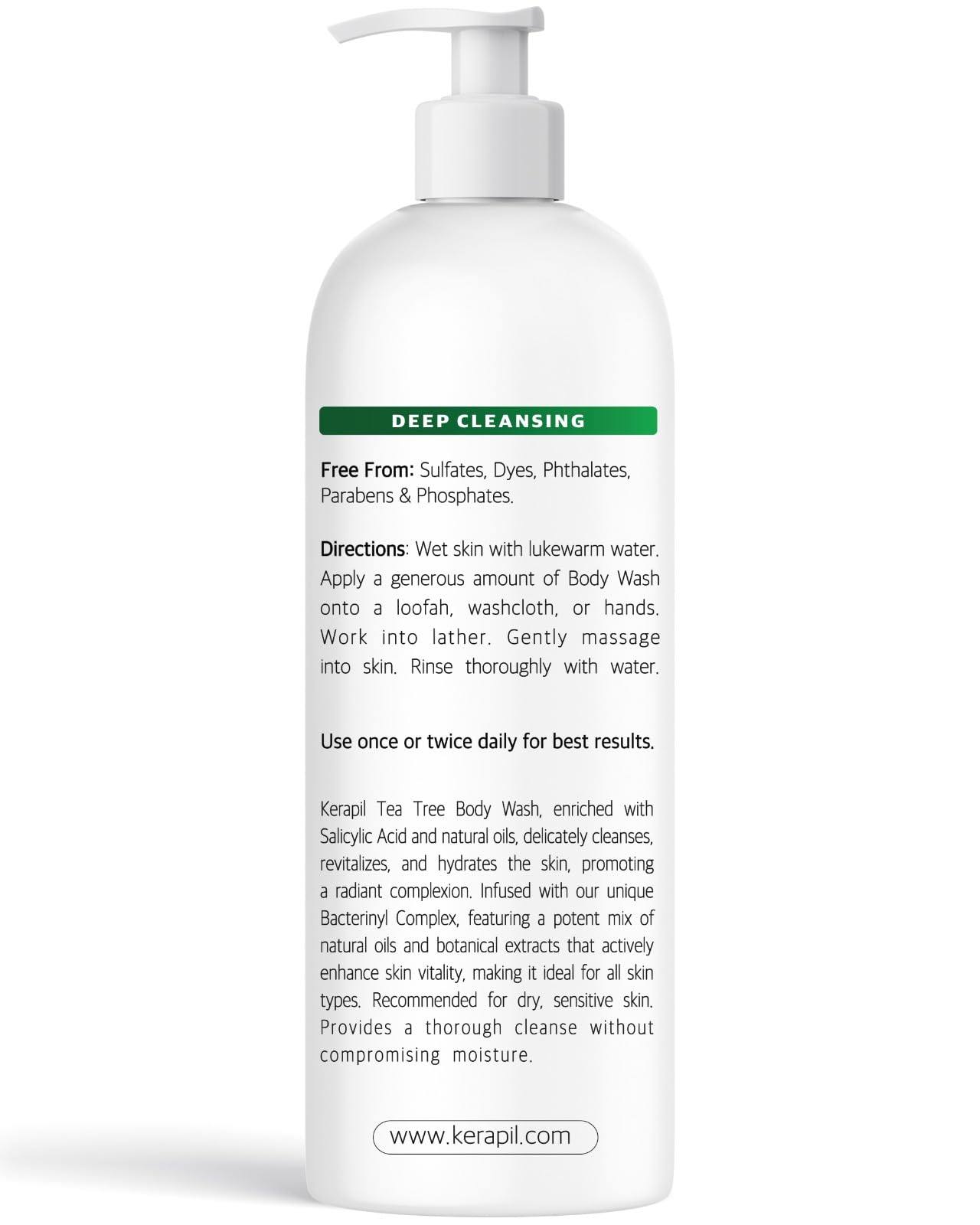 KERAPIL Bacterinyl Tea Tree Oil Body Wash cruelty-free formula
