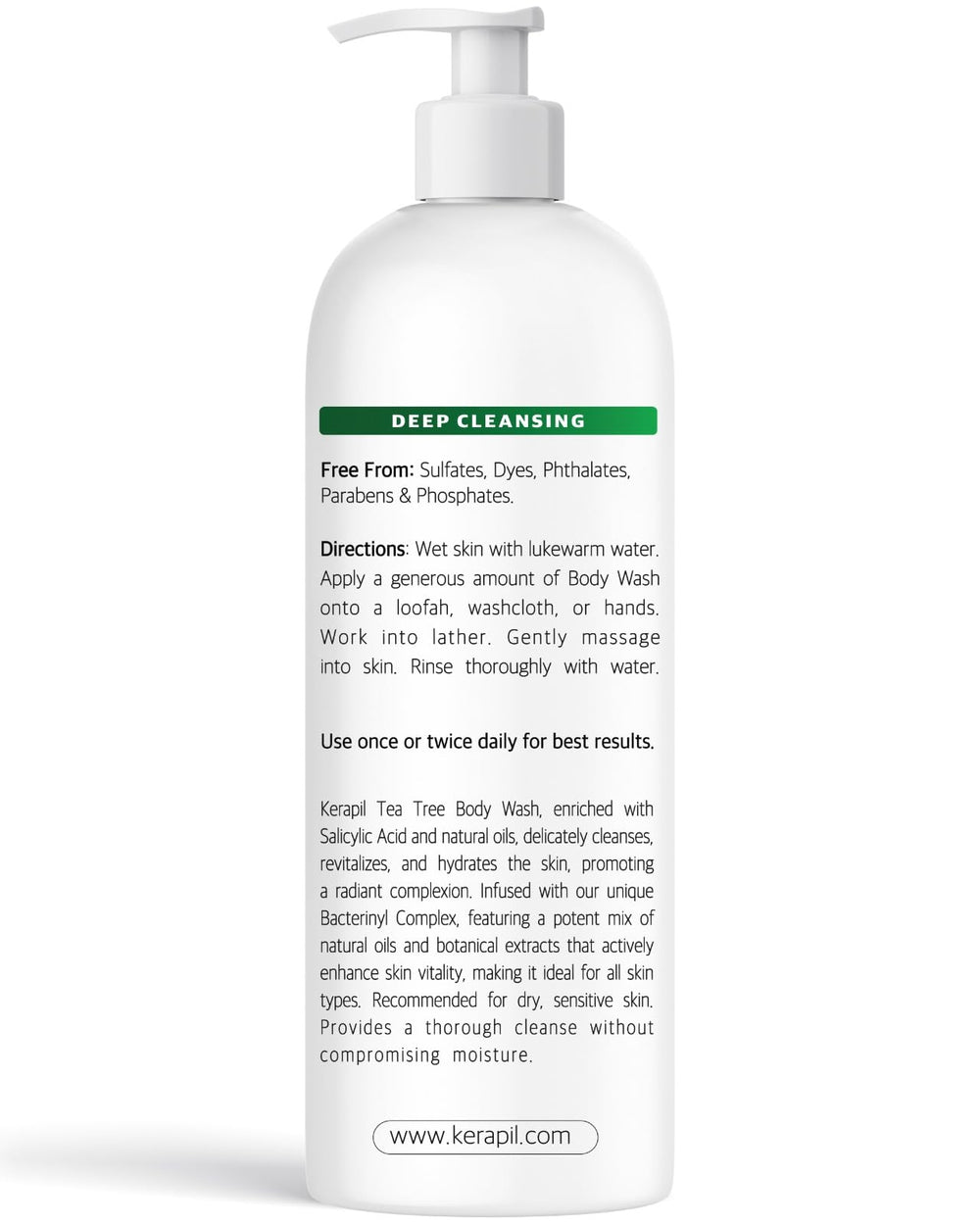 KERAPIL Bacterinyl Tea Tree Oil Body Wash cruelty-free formula