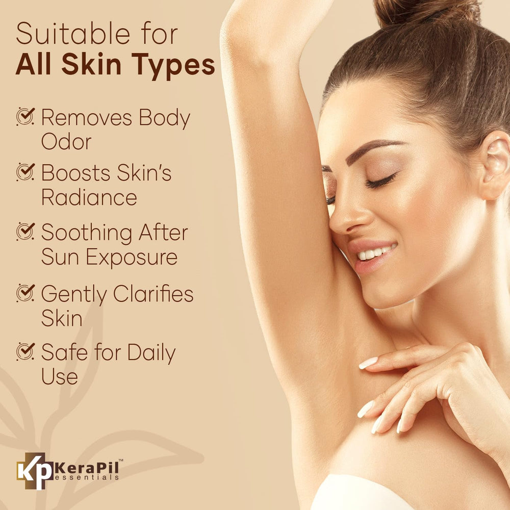 KERAPIL exfoliating body wash 16-ounce packaging displayed on shelf.