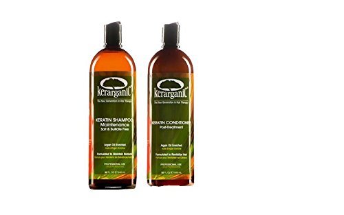 KERARGANIC Organic Keratin Shampoo bottle; sulfate-free formula nourishes and protects hair.