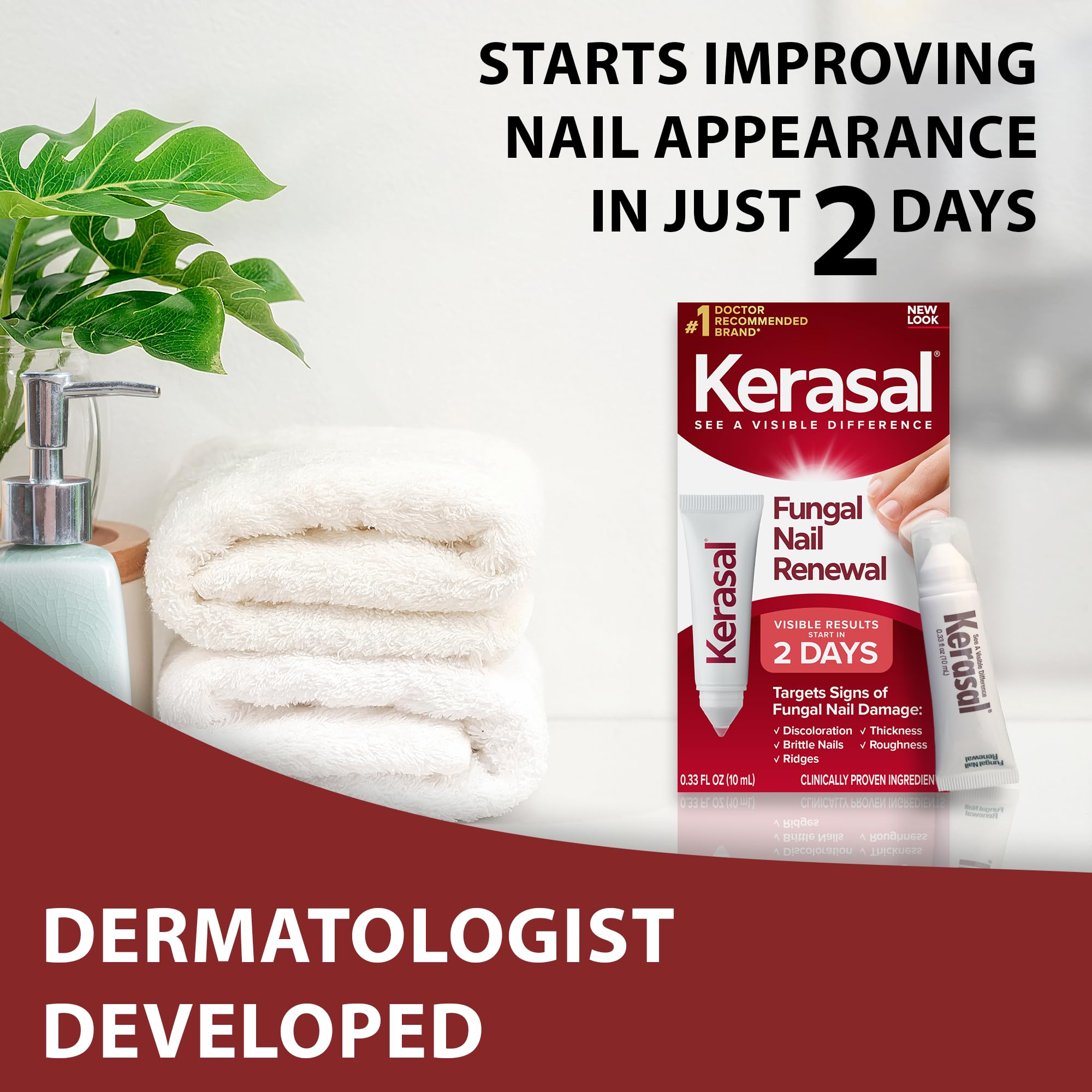 Kerasal Nail Fungus Extra Strength applies directly to nails for smoother texture.